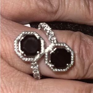 Judith Ripka Onyx Topaz wrap twist ring $1050